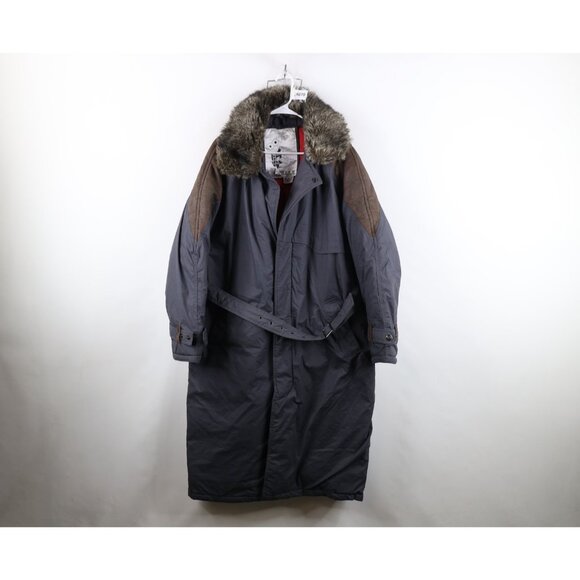 Vintage 90s Streetwear Mens Medium Belted Duck Down Trench Coat Puffer Jacket